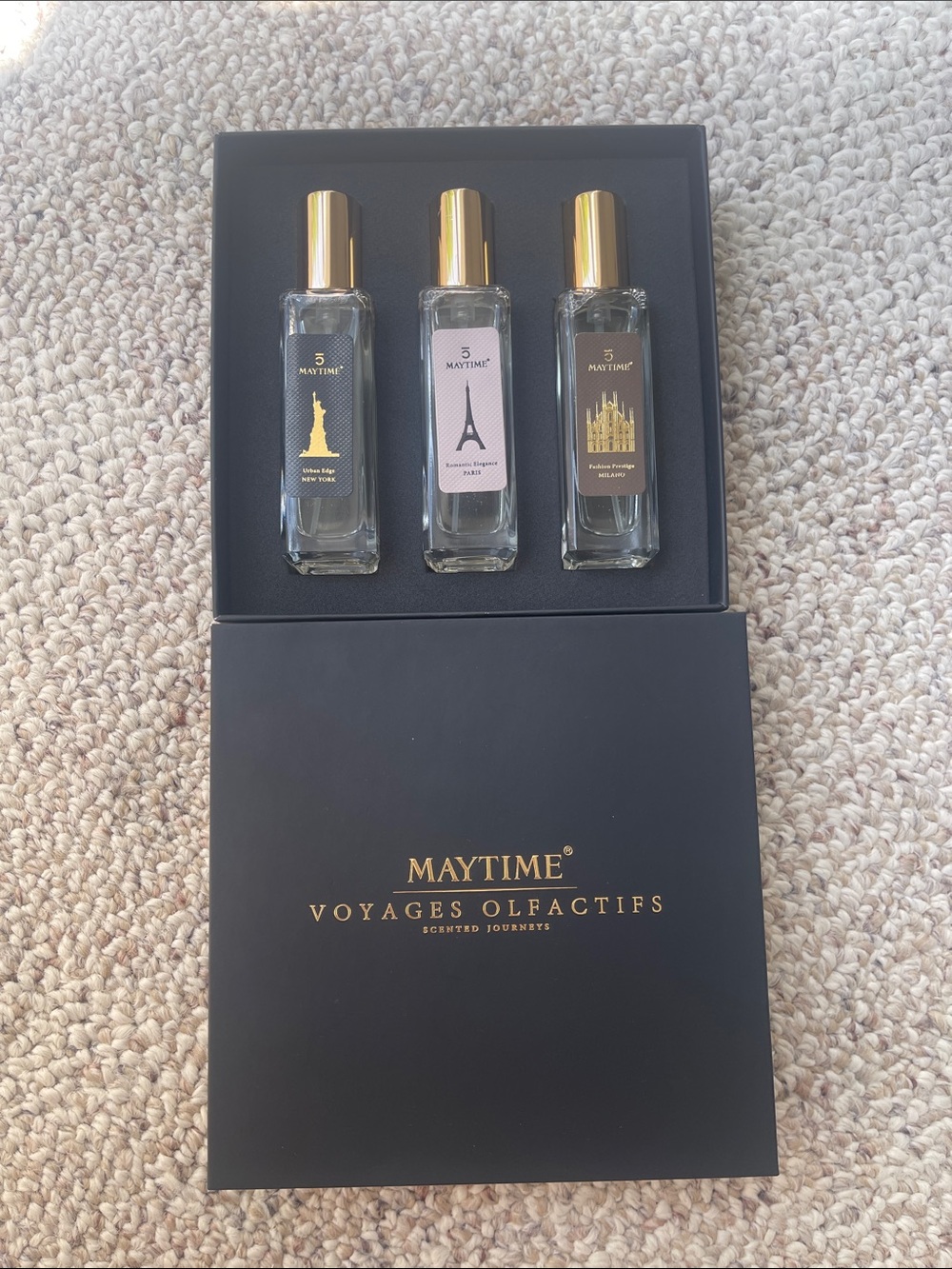 MAYTIME Voyages Olfactifs 3-Piece Perfume Set - Black & Gold